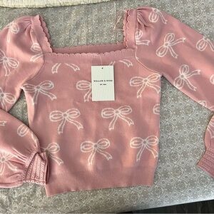 Elegant Pink Bow Sweater